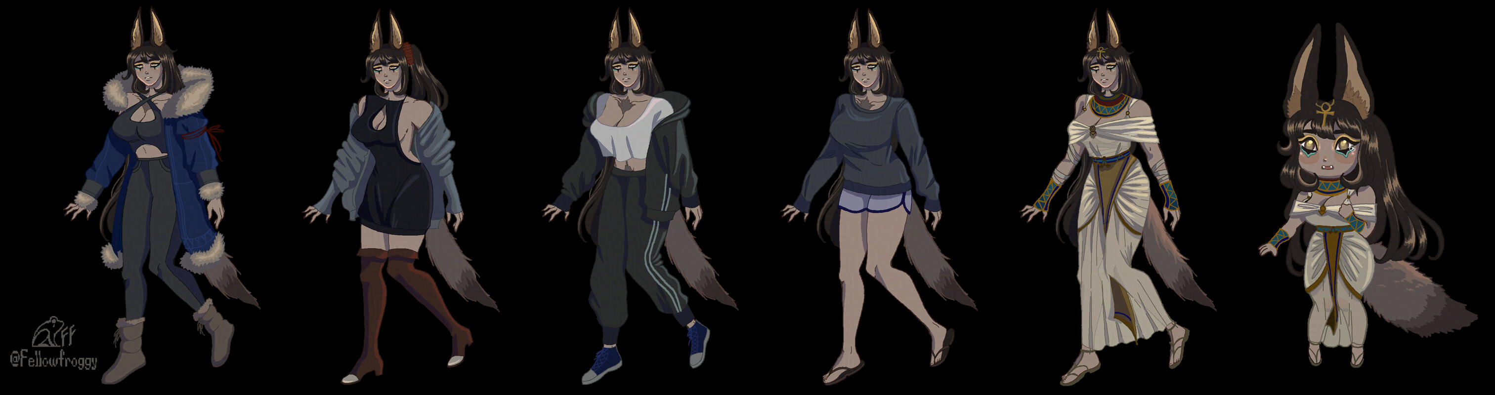 Simple outfits and chibi.